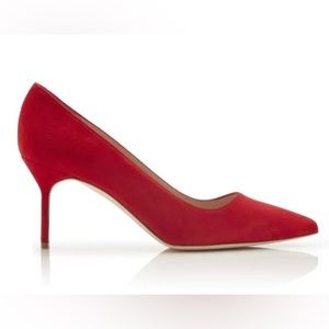 Manolo Blahnik, Red Suede Pump Heels, size 8.5
